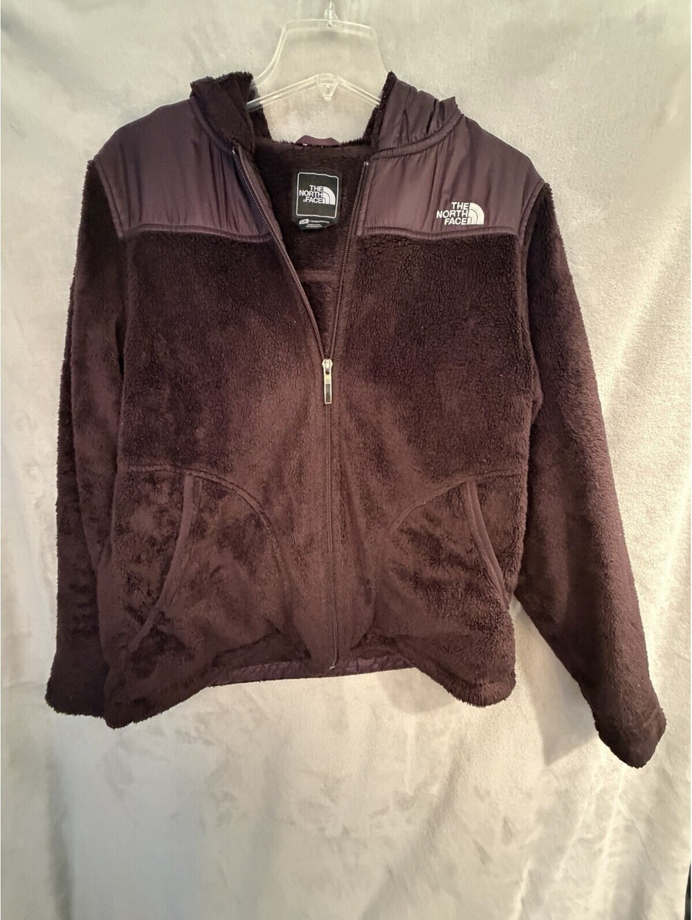 THE NORTH FACE Women’s Full Zip Purple Fleece Jacket With Hood Size Large